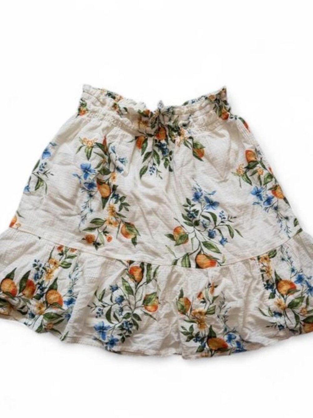 Time and Tru Cream Floral Tiered Skirt Women's S (4-6)